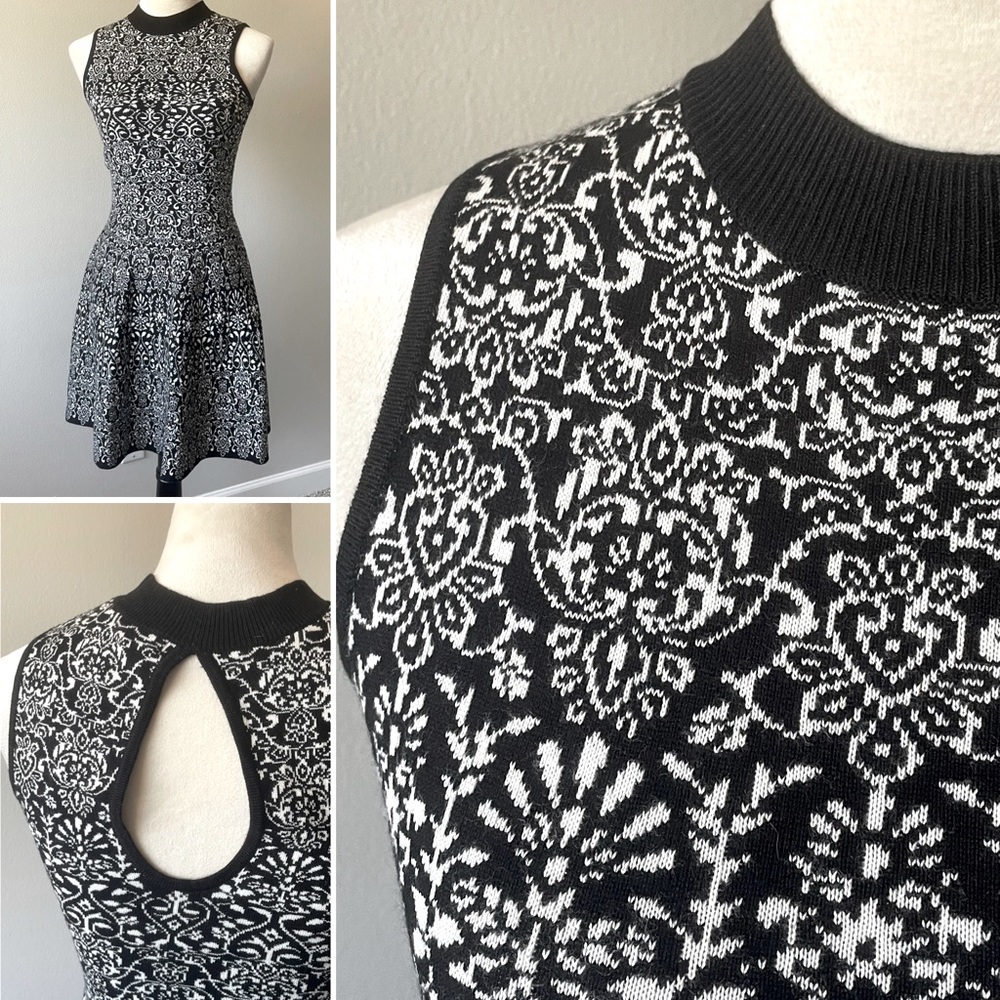 Black and White Sleeveless Sweater Dress